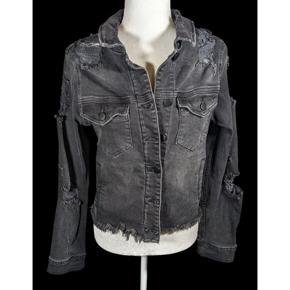 Raiine Black Distressed Denim Malibu Jacket - Picture 1 of 9